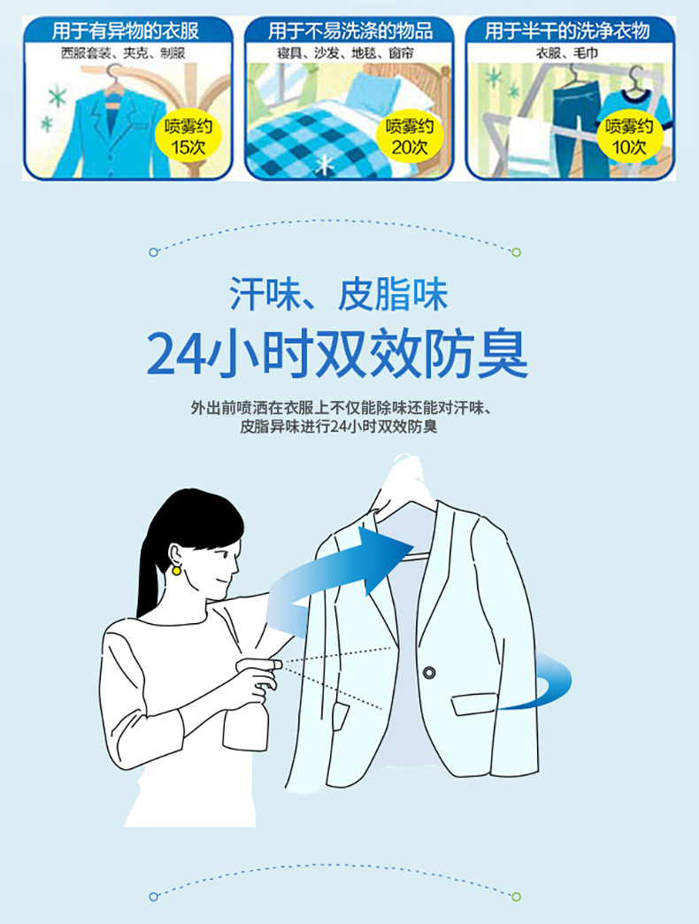 日本花王 衣物除臭喷雾 空气清新剂 370ml 图4