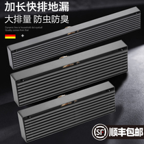 Long stainless steel floor drain deodorant toilet rectangular side row strip shower room toilet black floor drain extended