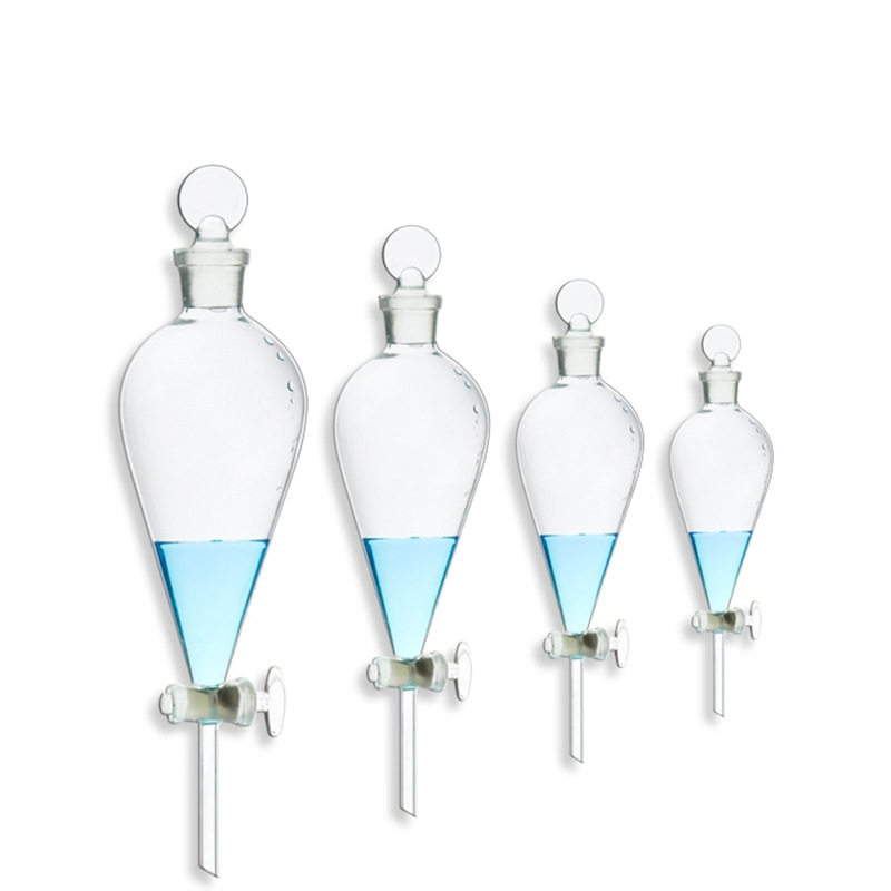 梨形分液漏斗 玻璃梨形漏斗球形漏斗60ml125ml250ml500ml分液漏斗