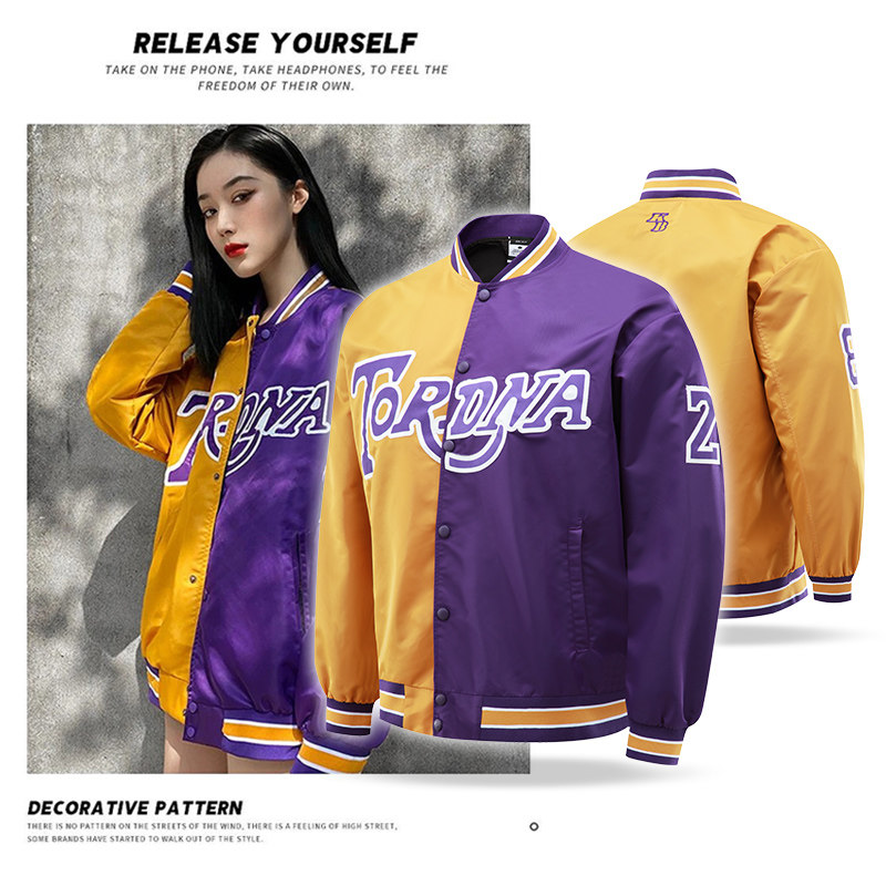 Tide brand baseball uniform men's thickened American jacket autumn and winter couple bomber jacket men's printed sports jacket