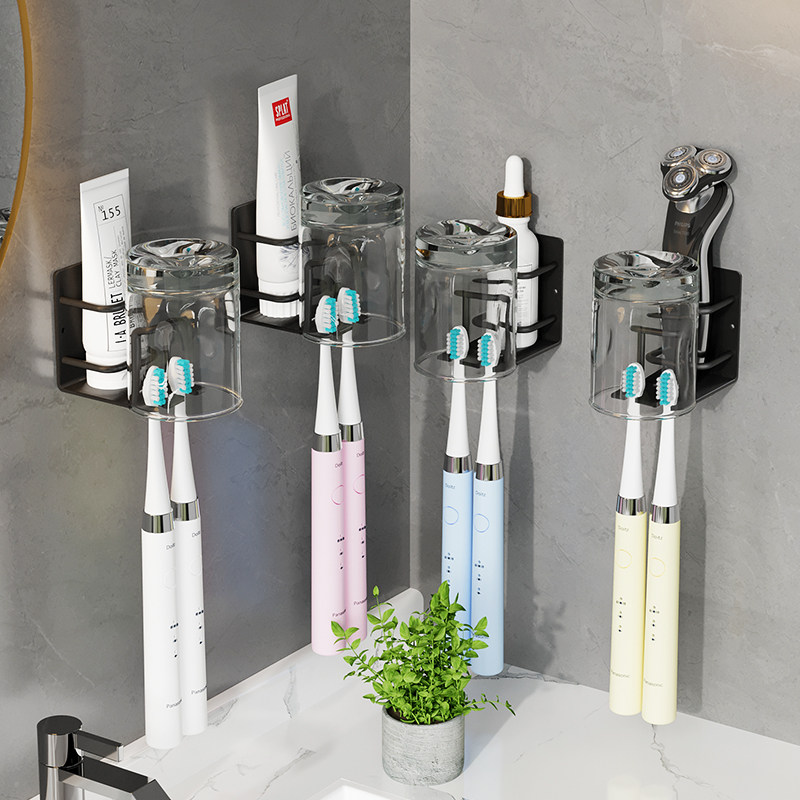 Toothbrush shelve free of punch mouthwash cup brushing toothpaste tooth cup hanging wall style dressing room wall-mounted electric tooth tool suit