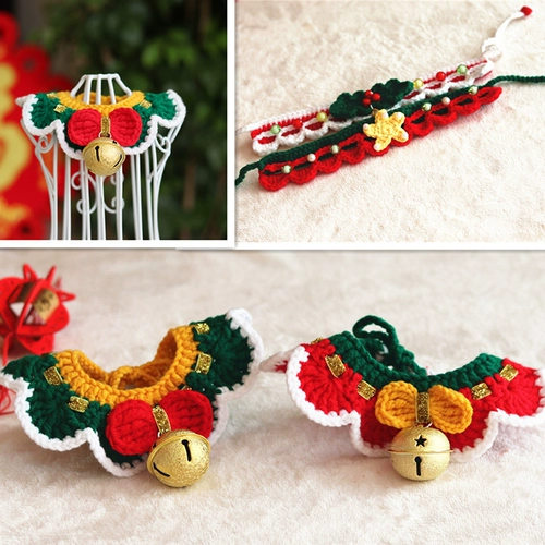 Рождественский чокер, милый плетеный колокольчик ручной работы с бантиком, кот, кошки и собаки