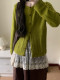 Gentle and Soft Green Hollow-Out Knit Cardigan Jacket for Women, Loose and Lazy Style Sweater, Very Beautiful Top for Spring and Autumn