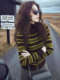 Korean-Style Design, Brown Striped High-Neck Knitted Cardigan for Women, Autumn and Winter High-End Inner Layer Knitted Sweater Top