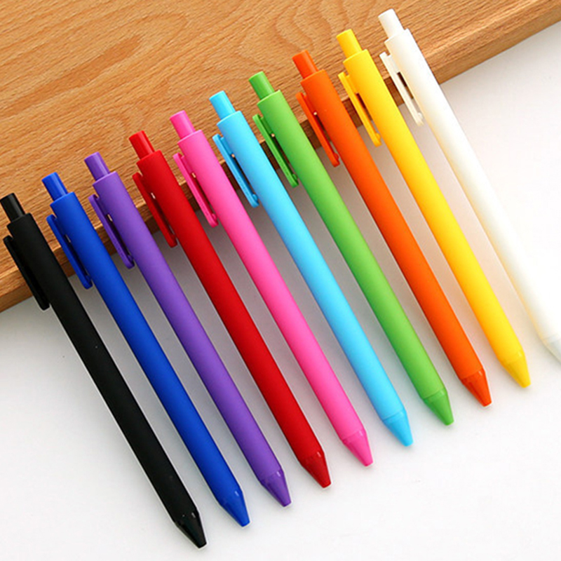 Simple multi-color gel pen can be pressed soft rubber frosted feel black and white blue red yellow purple powder green orange color pen holder 0 5mm black water candy color student activity gift signature pen custom LOGO