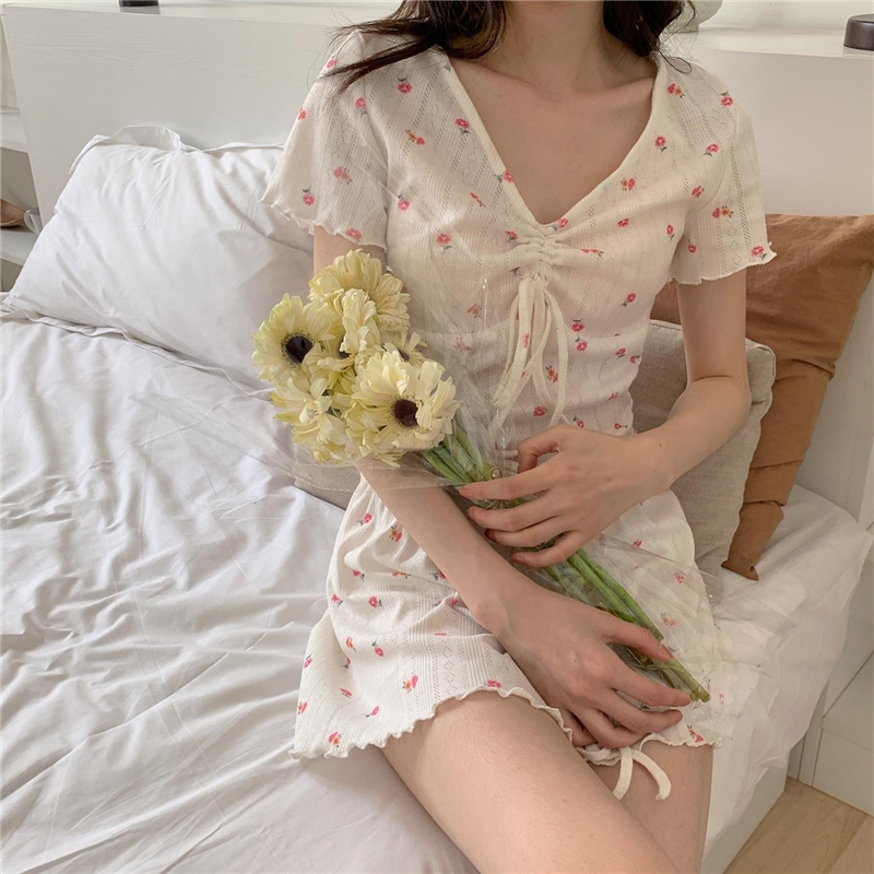 SADO YINER cotton pajamas women's summer thin French floral ins wind short-sleeved shorts homewear suit