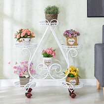 Heart-shaped flower stand 2021 new net red multi-layer floor-to-ceiling simple narrow high-legged European living room next to high-end TV