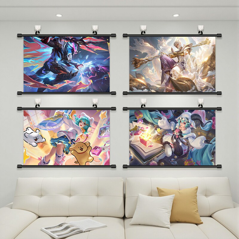 Honor of Kings Sun Wukong Wu Xiang Hanging Painting, Lu Bu, Qi Xiao Line Art, Xiao Qiao, Zhou Yu Poster, Decorative Painting, Wall Art