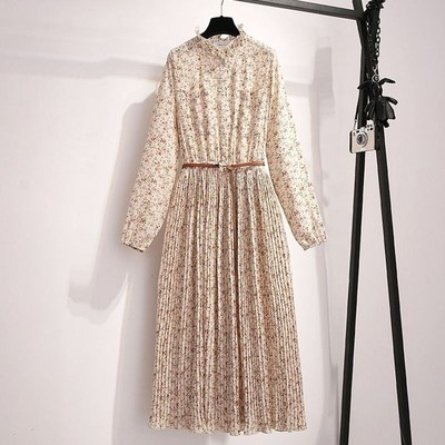 2021春装新款碎花雪纺连衣裙女法式长裙泫雅风裙子仙女裙遮肚显瘦