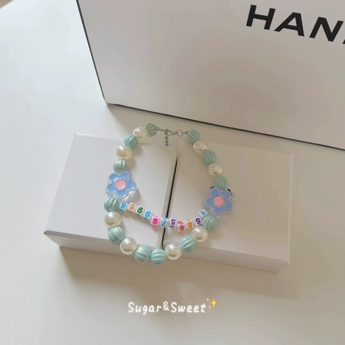 Брендовое свежее ожерелье из жемчуга, в цветочек