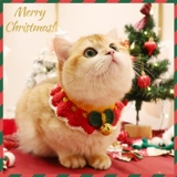 Рождественский трикотажный шарф, шерстяной чокер, слюнявчик, аксессуар, нагрудник, колокольчик, кот, домашний питомец