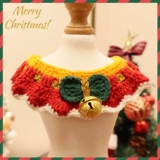 Рождественский трикотажный шарф, шерстяной чокер, слюнявчик, аксессуар, нагрудник, колокольчик, кот, домашний питомец