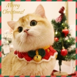 Рождественский трикотажный шарф, шерстяной чокер, слюнявчик, аксессуар, нагрудник, колокольчик, кот, домашний питомец