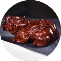 Small leaf red sandalwood Pixiu handle piece solid wood carving lucky Pixiu handle piece paper toy handle piece Pixiu pendant