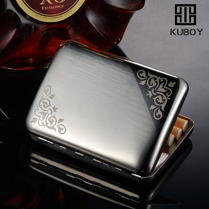 Hong Kong Men's and Men's 16 Bottling Boxes Ultra Thin Wire Drawing Engraving Tobacco Box Creative Smoke Clips Bring Own Flip Metal Cigarette Boxes