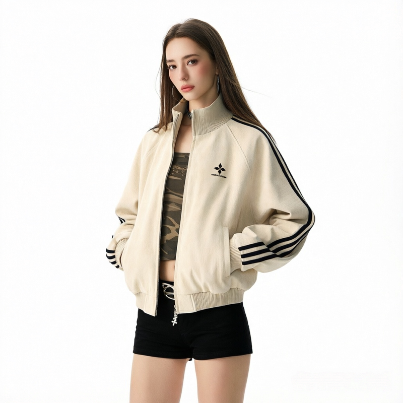 American-Style Lychee-Pattern Pu Leather Jacket for Women, 2026 Autumn Short Trendy Retro Stand-Collar Slim-Fit Baseball Jacket American-Style Lychee-Pattern Pu Leather Jacket for Women, 2026 Autumn Short Trendy Retro Stand-Collar Slim-Fit Baseball Jacket
