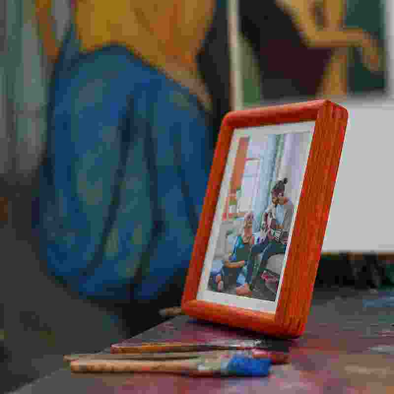 Solid wood photo frame table factory rounded mortise and tenon frame safflower pear