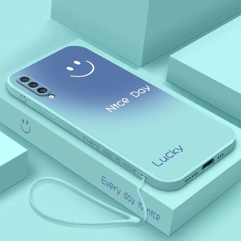 Gradient Smile Design Suitable for Samsung A70 Phone Case, A70S Protective Cover, Full Coverage Galaxy A70S Anti-Drop Silicone A70 5g Matte Samsung Trendy Ultra-Thin Sm-A70 Protective Case Shell