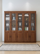 Male Bear Furniture Modern Brief Solid Wood Bookcase New Chinese Style With Glass Door Locker Overall Bookcase Bookshelf Composition