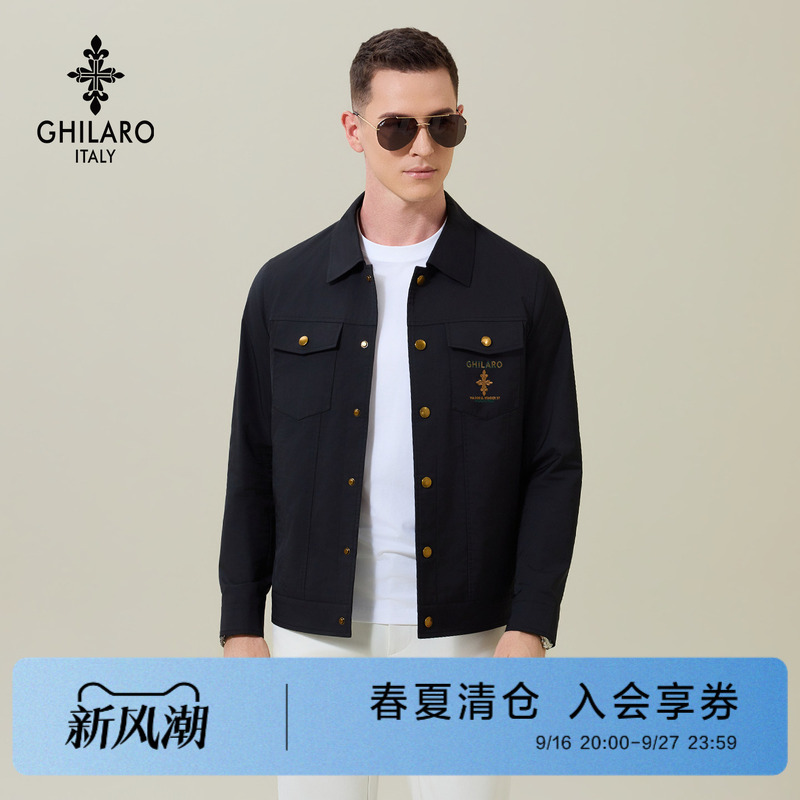 Ridibol's Brand Ginano Men's Clothing 2026 Spring New Casual Workwear Style Embroidered Lapel Jacket