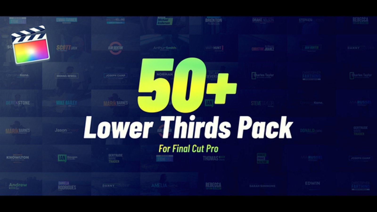 FCPX插件 50組現代時尚高質量動態文字標題字幕條動畫Final Cut Pro