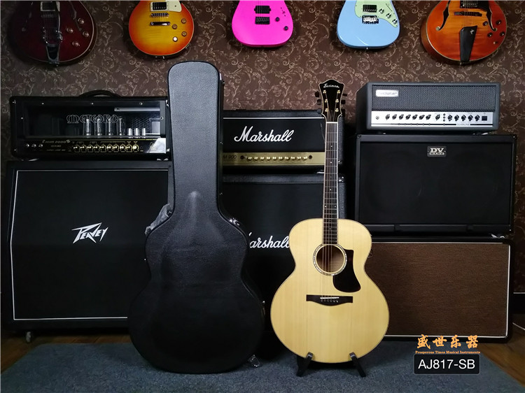 Sheng Musical instrument Eastman Eastman AJ817 Cloud cedar wood full veneer folk Guitar Jumbo Bucket type