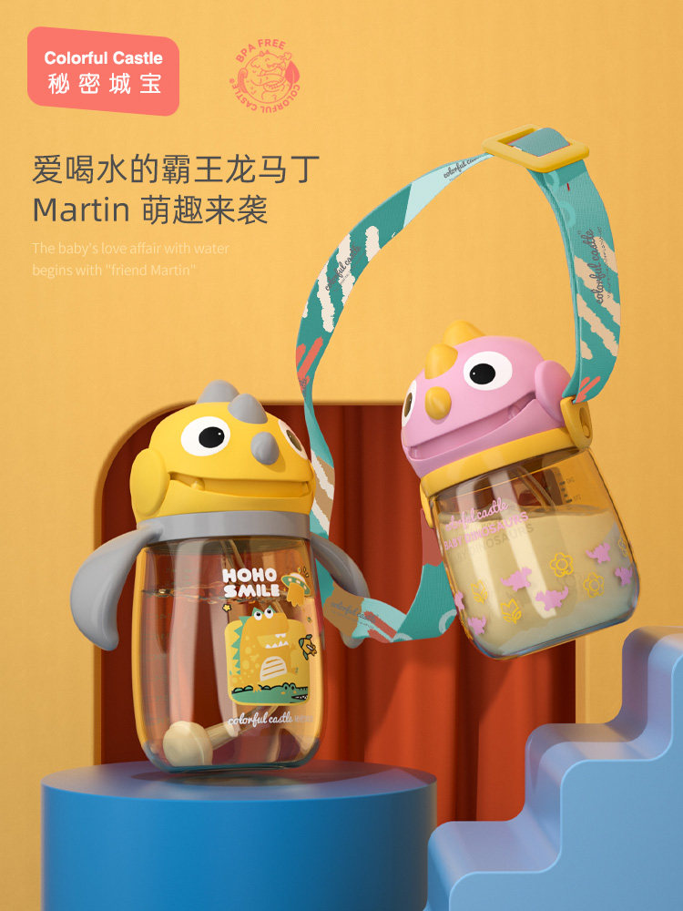 Large baby PSUs anti-choking straw cup bottle milk bottle duckbilled cup baby Learn to drink water for 6 months