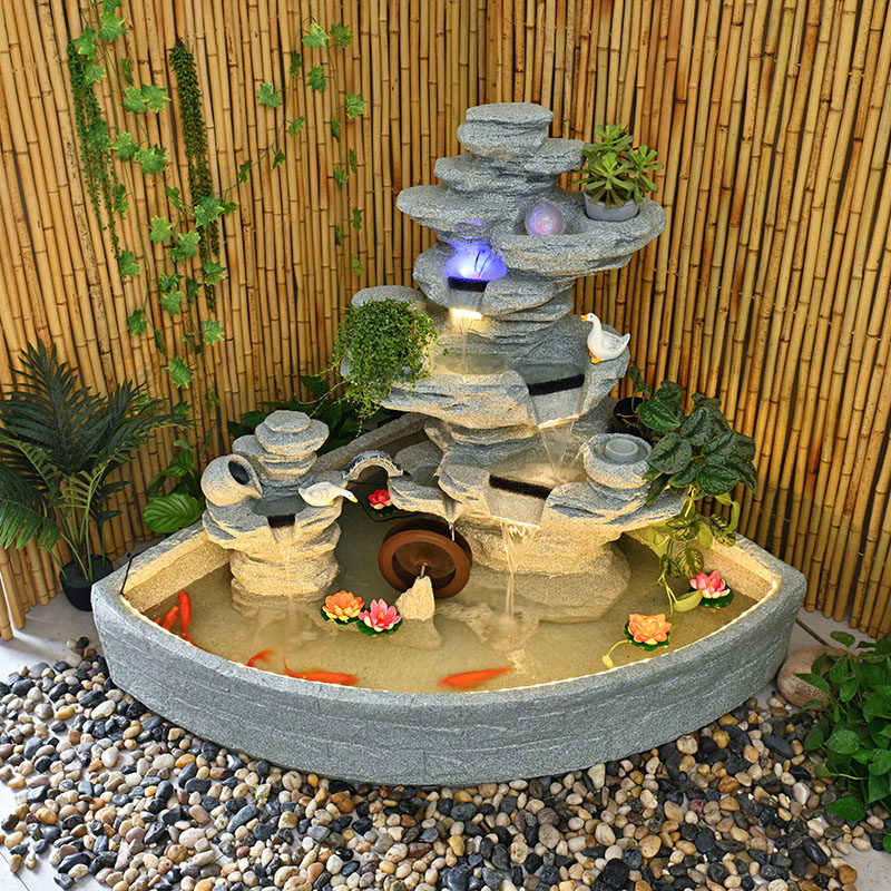 人工の岩山、循環式噴水、景観設備、風水水車、庭やバルコニーの水槽／池