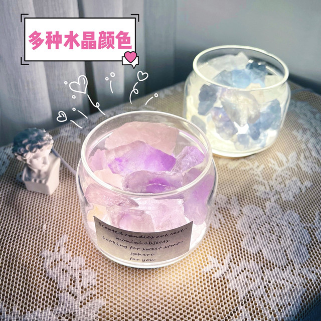 Fireless Crystal Aromatherapy Diffuser Crystal Stone Bedroom Girls' Light Fragrance Home Bedroom Dormitory Essential Oil Aromatherapy Fragrance Ornaments