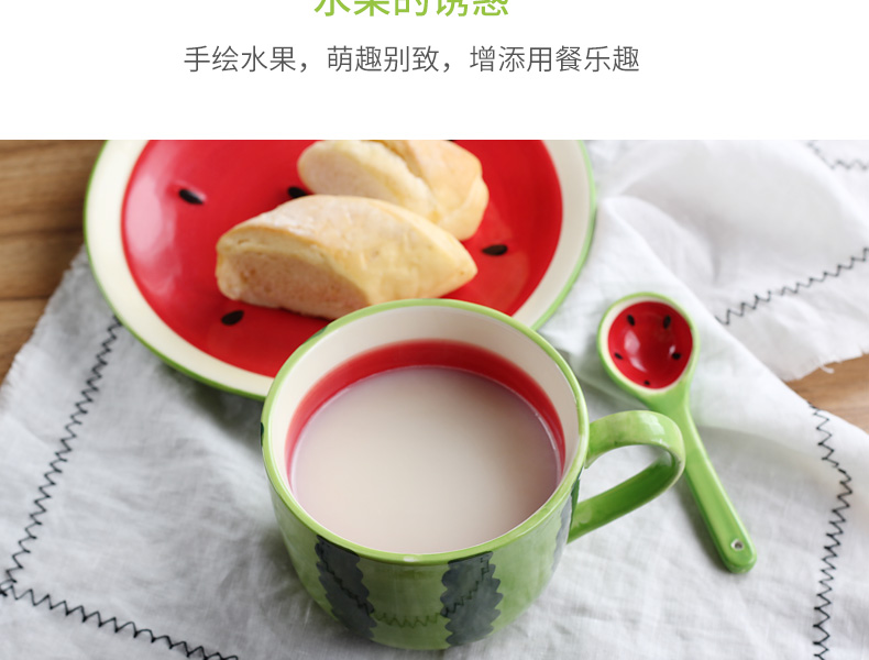 Korean cartoon ceramic fruit breakfast cup, lovely move trend in household water cup children 's creative milk cup