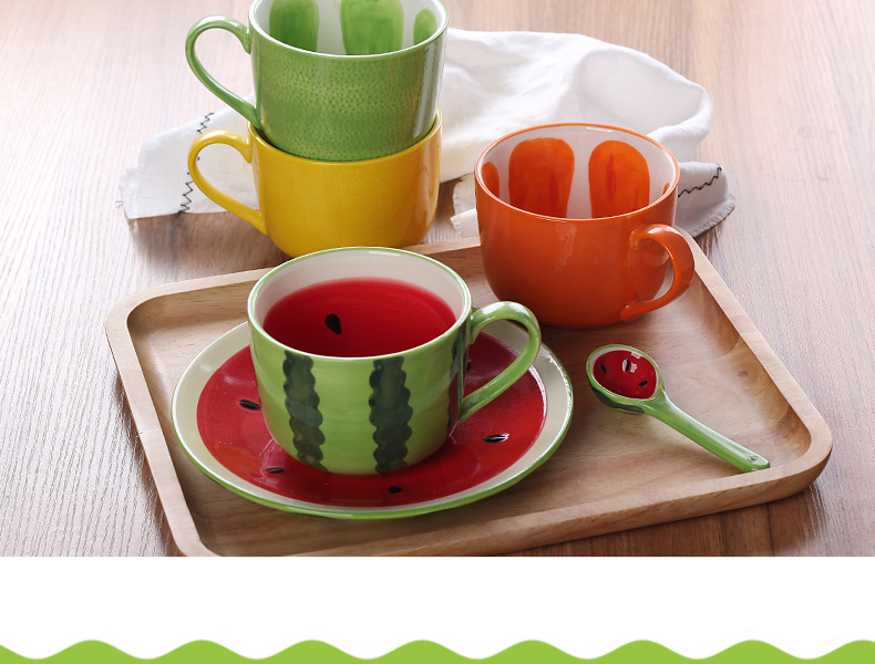 Korean cartoon ceramic fruit breakfast cup, lovely move trend in household water cup children 's creative milk cup