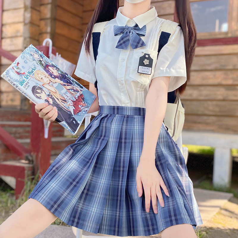 Hatsumachino Japanese original JK uniform skirt (Sun Moon Star River)full spot drop genuine wild grid skirt summer