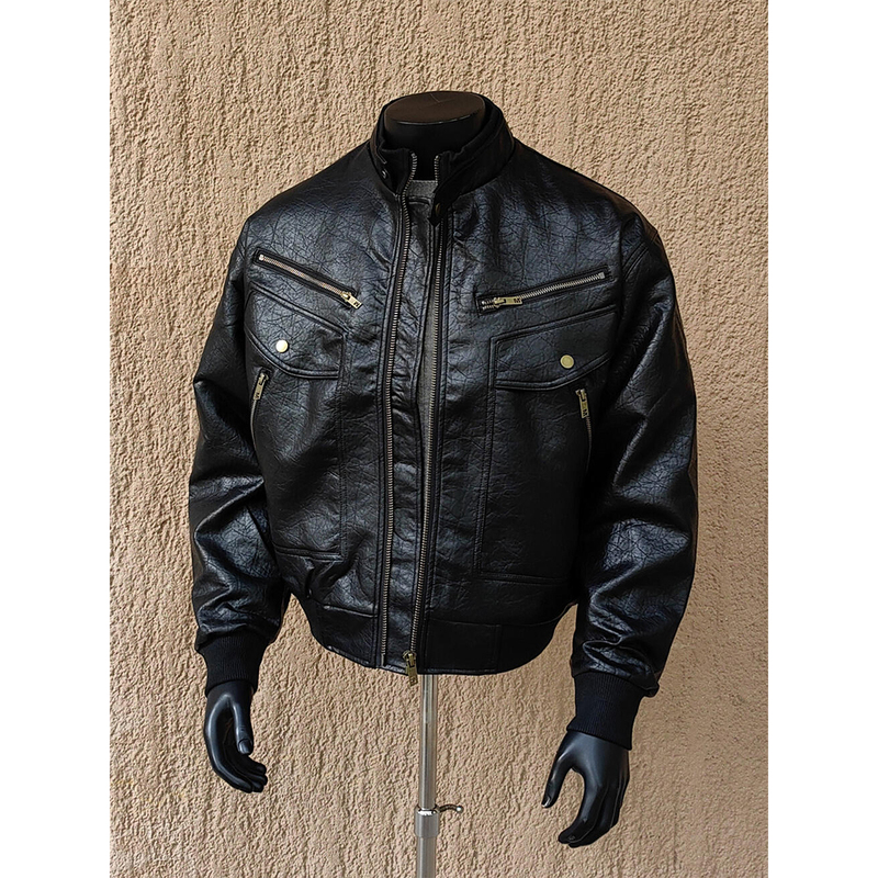 American Retro Lychee Pattern Pu Leather Jacket for Men, New High-End Style, Cool and Handsome Aviator Motorcycle Jacket, Short Coat