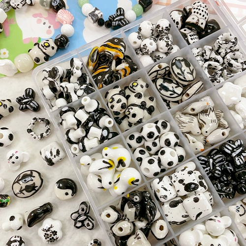 Черные керамические бусины, браслет из бисера ручной работы, ожерелье и браслет, аксессуар, аксессуары, с медвежатами, DIY