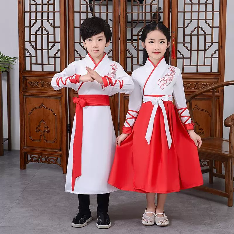 Ngày thiếu nhi Trang phục dành cho trẻ em Trang phục Hanfu Bé gái Trang phục Trẻ em Mẫu giáo Trang phục Tongguxue - Trang phục