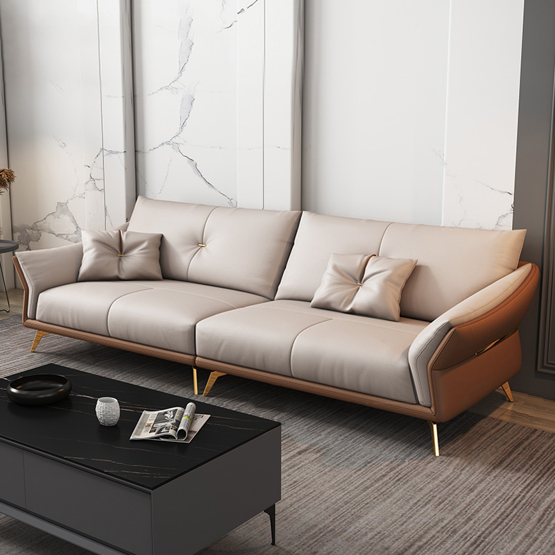 Office Sofa Genuine Leather Brief Modern Business Reception Leisure Office Sofa-Style Trio-level tea table combinations