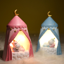 Meng Meng girl heart dream unicorn decoration Bedroom bedside table Office desktop night light girl childrens gift