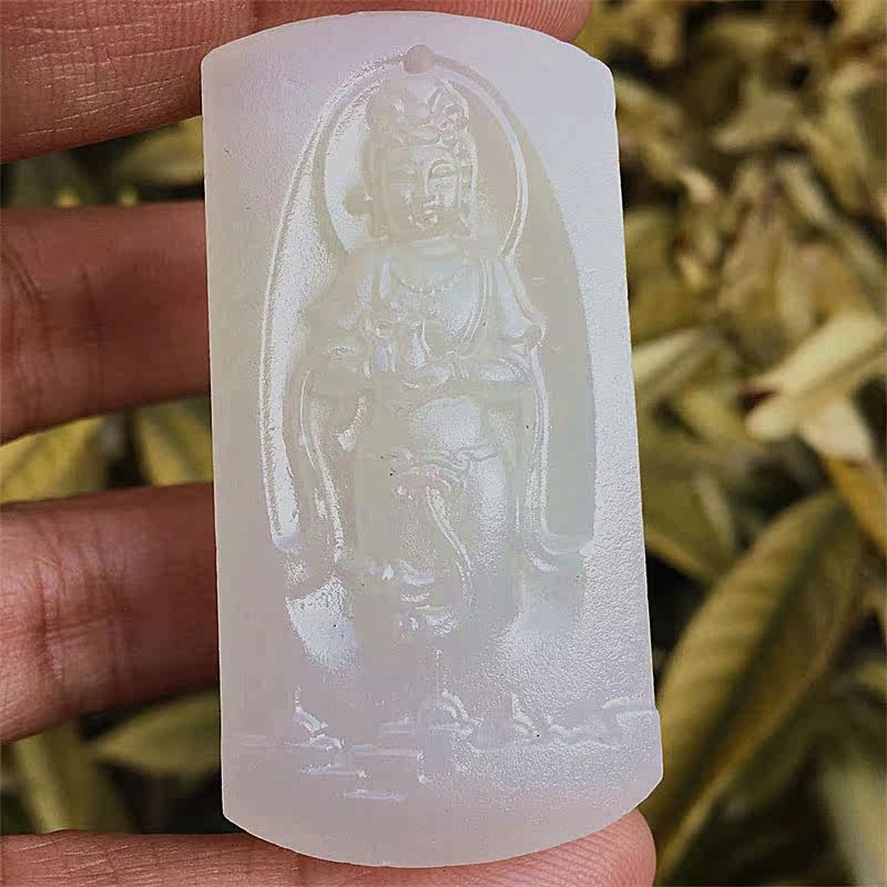 товар из китая 天然阿富汗白玉观音吊坠南海观世音菩萨挂坠男士项链玉石挂件玉佩