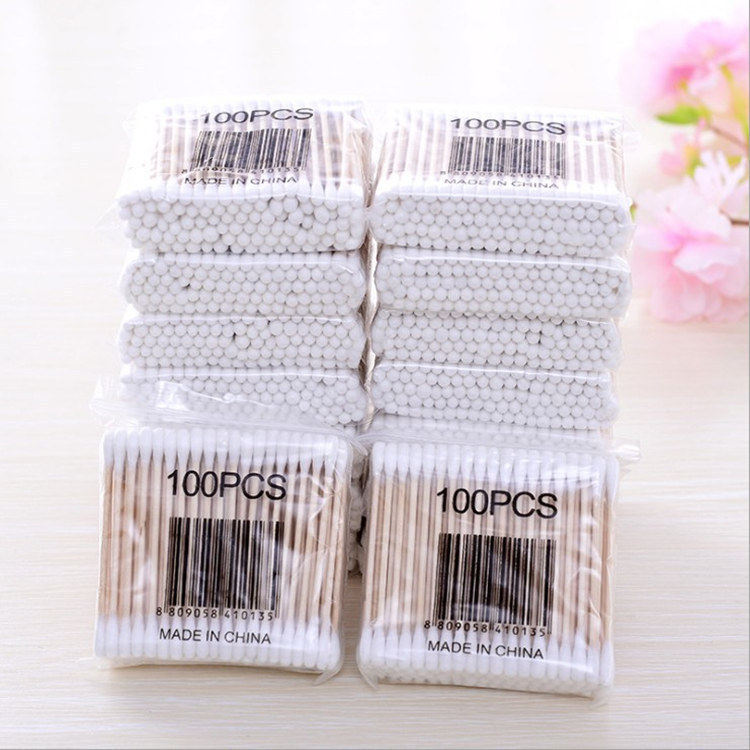 Children's painting cotton swabs 100 sets of double-headed kapok swabs sanitary cotton swabs cotton swabs cosmetic cotton swabs 100