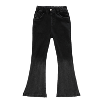 Girl Cowboy Horn Pants Spring Autumn 2024 New Children Trendy Foreign Air Long Pants Great Boy Fashion Trend Micro-Lao Pants