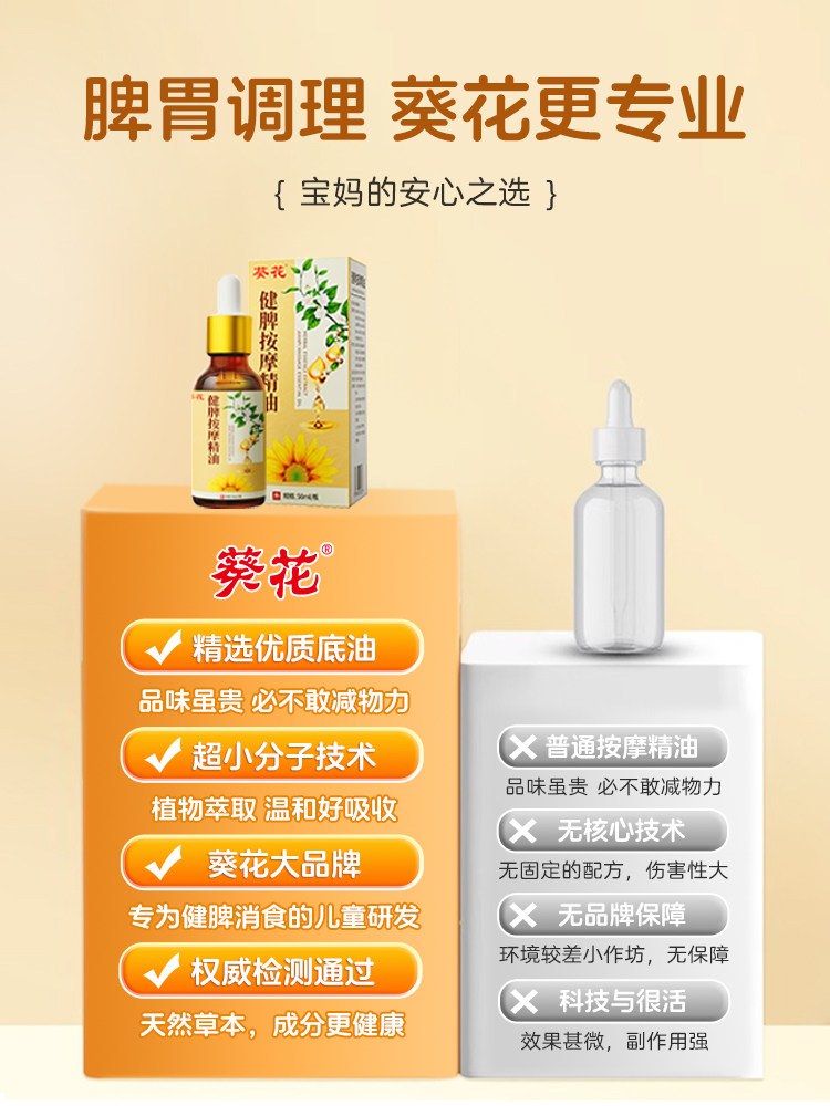 Sunflower Children's Massage Essential Oil Wen Tong Spleen Strengthening Baby Spleen and Stomach Conditioning Meridians Rub Abdominal Body Tong Baby