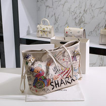 Pet Backpack Universal One Shoulder Portable Leather Graffiti Tote Bag 802