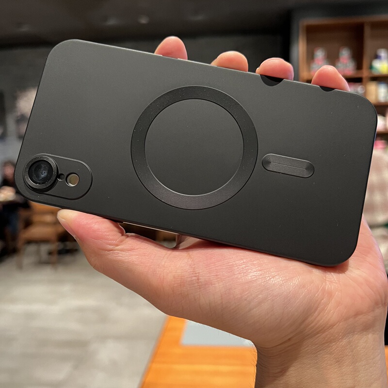 Silicone Magnetic Magsafe Wireless Charging Pure Black Dirt-Resistant with Lens Film Suitable for iPhone Xr Phone Case Apple Xr Cross R Soft Case Full Coverage Anti-Drop Trendy Precise Hole Design Unisex Solid Color Ultra-Thin