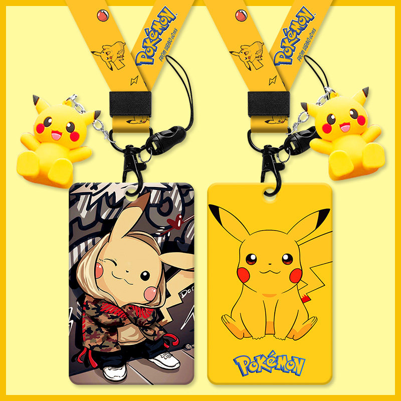 Cartoon cute girl work permit student campus meal card bus citizen card cover protective cover lanyard traffic subway entrance guard card pick-up card kindergarten chest card card set custom new