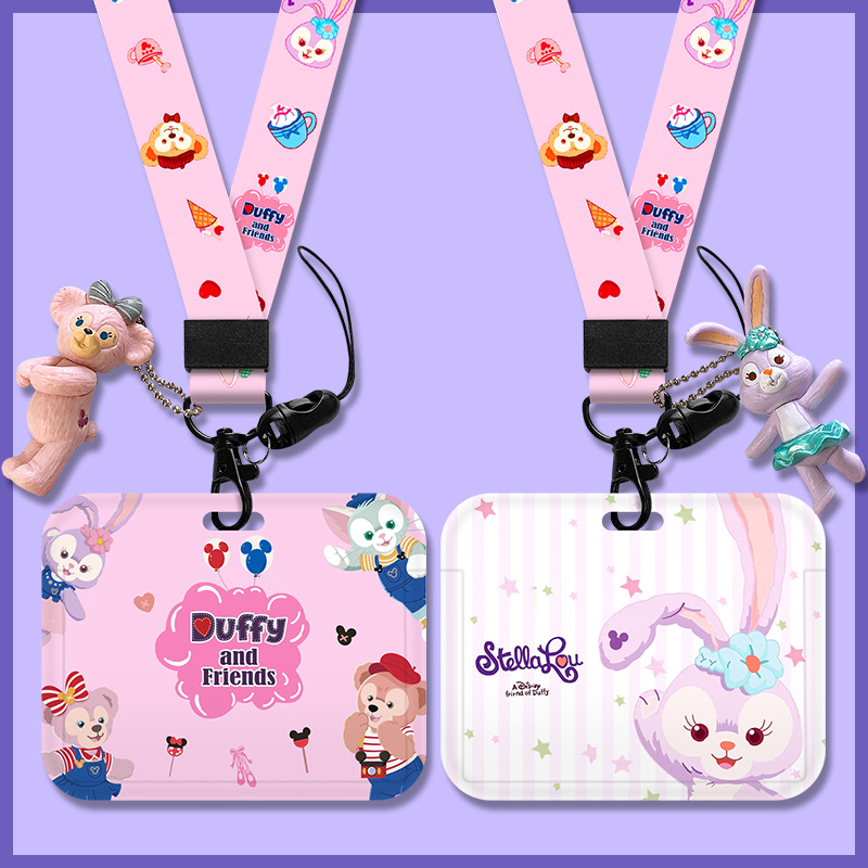 Cross Edition Cartoon Cute Teenage Girl Pick Up Kindergarten Campus Chest Card Entrance Guard Documents Cutting Sleeve Work Certificate Bus Sleeve Traffic Subway Entrance Control Student Meal Card Citizen Cutting Sleeve Protective Sheath With Hanging Rope