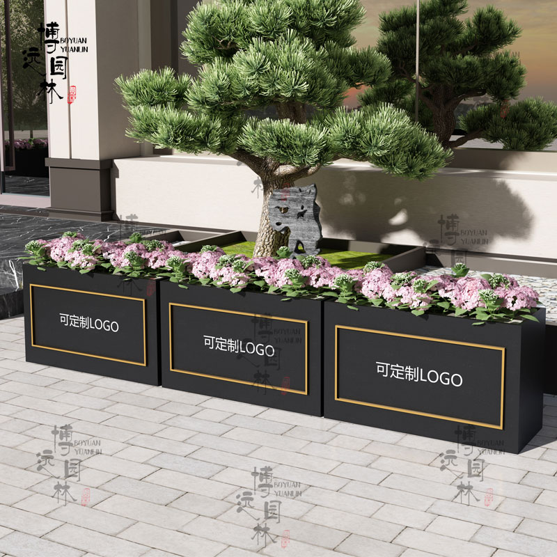Iron Art Flower Box Square Sample House Display Center Casual Bar Custom Outdoor Combo Flower Pan Flower Shelf Outside Swing Municipal Flower Beds Boyuan