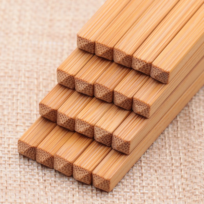 New Chinese traditional Chinese chopsticks household tableware set 10 two sides of solid color bamboo 25 cm 50 pairs in the middle