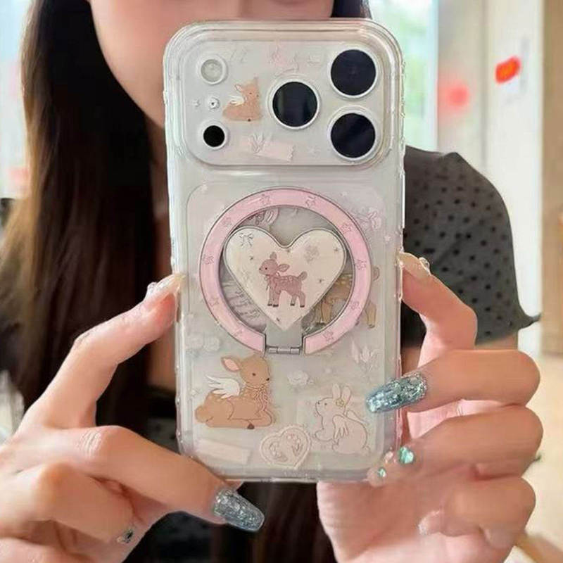 Flower Deer Heart Design Suitable for iPhone 17 Pro Max Phone Case Apple 16K90S30 Huawei P90 Vivo X300 Mate 8070 Xiaomi 17 Solid Color Reno 15 Note 141 Plus Ace5