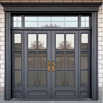 Zinc Alloy Villa Door, Glass Door, Entrance Door, Rural Self-Built House, Living Room Balcony Entrance Door with Screen for Ventilation