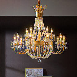 Duplex Building Atmospheric Living Room Villa High-Pick French Crystal Lamp Restaurant Lobby Project American Hotel Chandelier